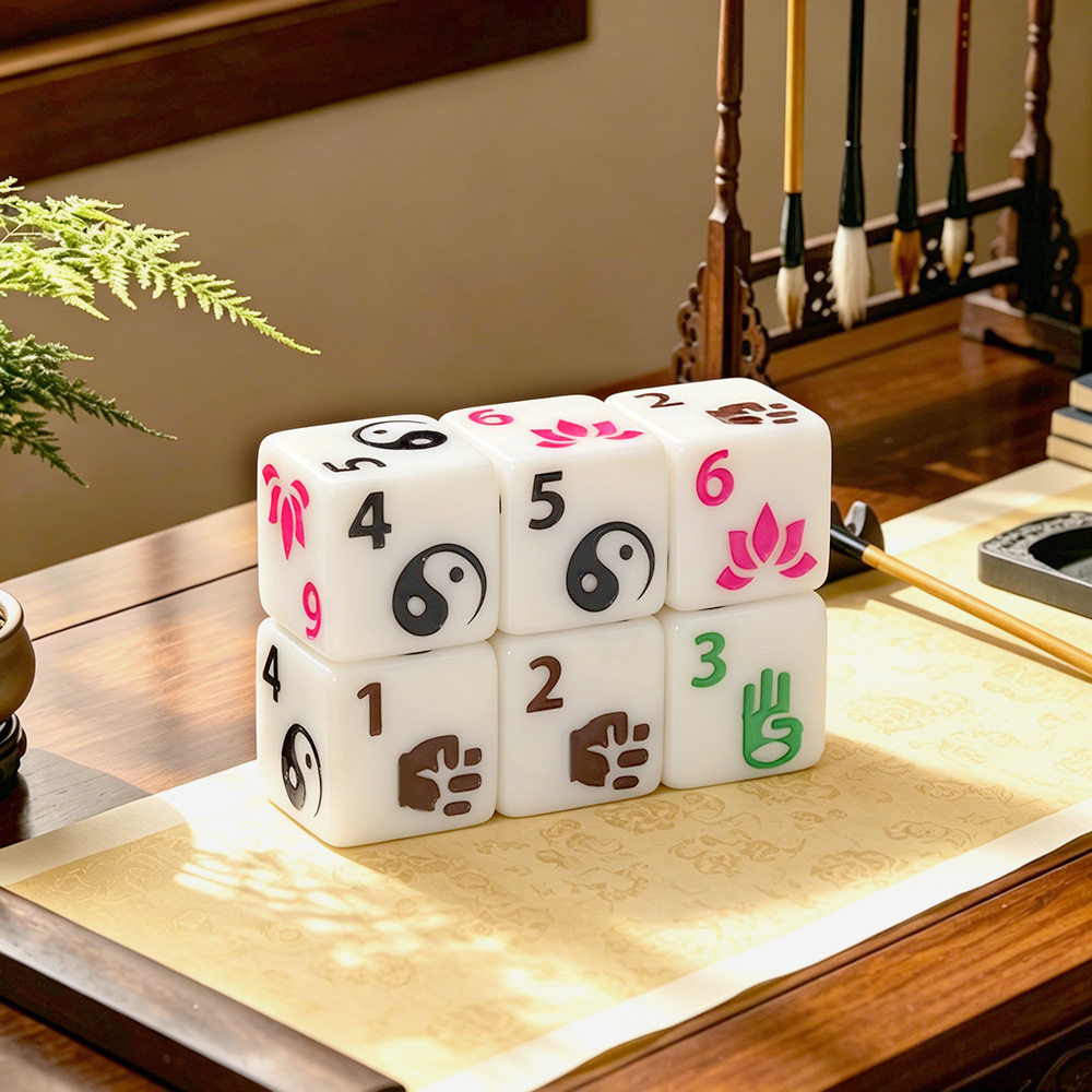 Board Game Zen - 6-teiliges polyedrisches Würfelset mit Zen-Motiv –